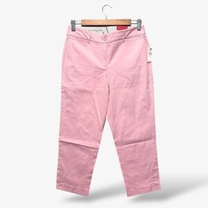 Talbots Perfect Crop Pant Light Pink Button Ankle Size 2P Curvy Casual Preppy